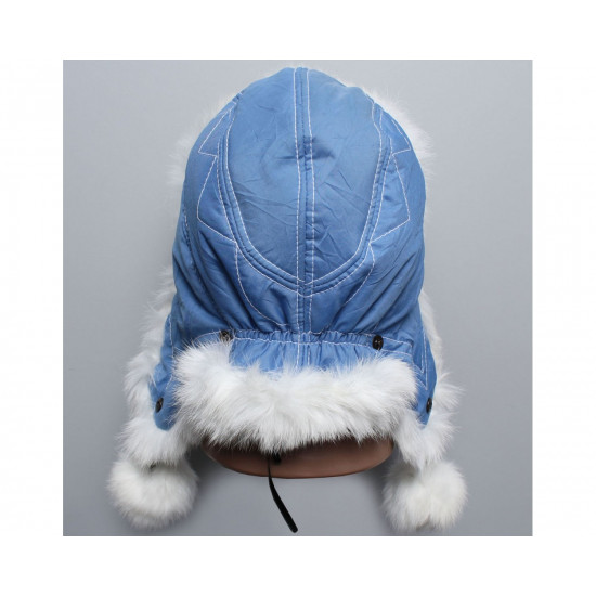 Piel de conejo ruso moderno invierno ushanka sombrero rojo / azul