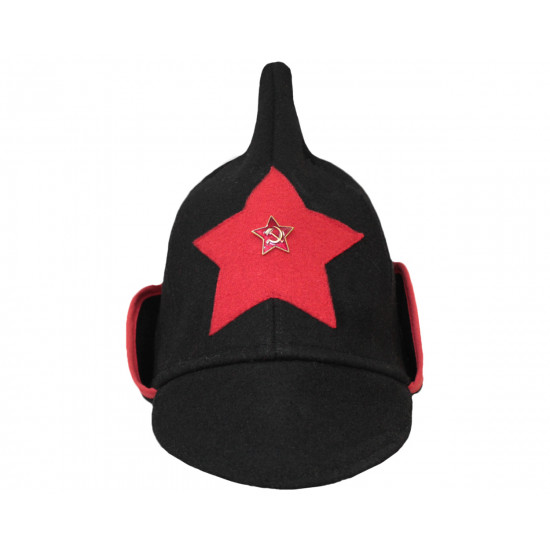 Russe d`infanterie rkka soviétique chapeau noir d`hiver de laine militaire rouge budenovka