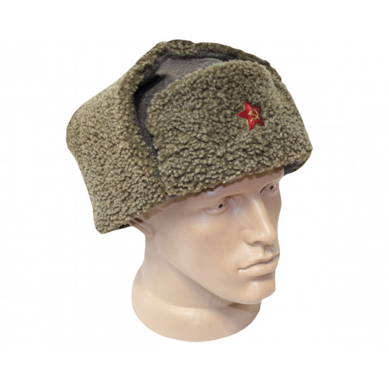 Chapeau militaire russe kaki d'Ushanka pour officier soviétique