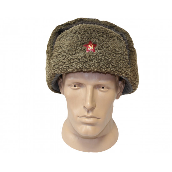 precisamente aficionado Secretar Sombrero de color caqui militar ruso de Ushanka del oficial soviético