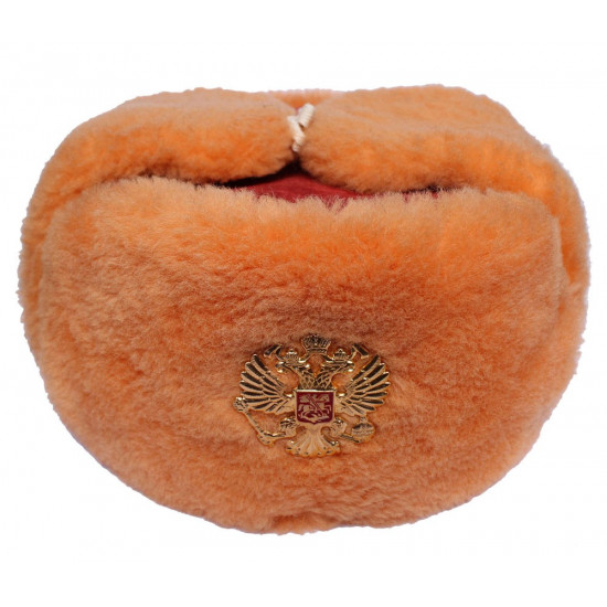 Chapeau chaud d'hiver russe ushanka orange