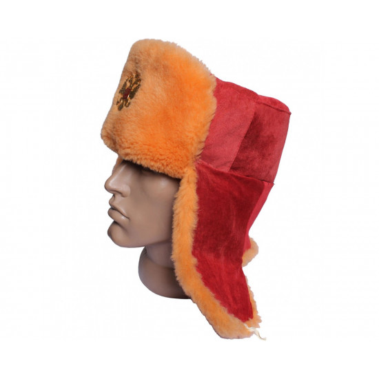 ロシアの冬の暖かい帽子オレンジのushanka