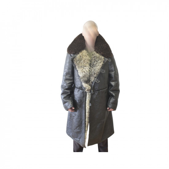 Manteau d'hiver en cuir rare des officiers de l'Union soviétique