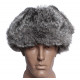 Earflaps winter ushanka hat with gray rabbit fur