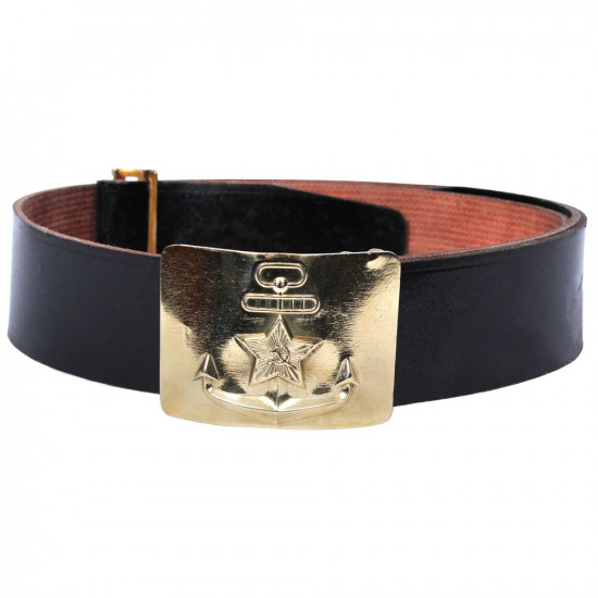 Ceinture noire militaire d'origine militaire soviétique avec boucle en métal