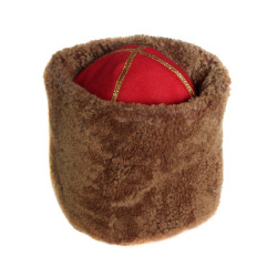 Warm winter Papaha brown fur hat with red top Warm winter Papaha brown fur hat with red top
