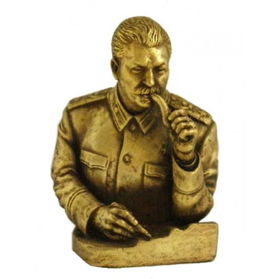 Joseph Stalin with pipe   bronze bust