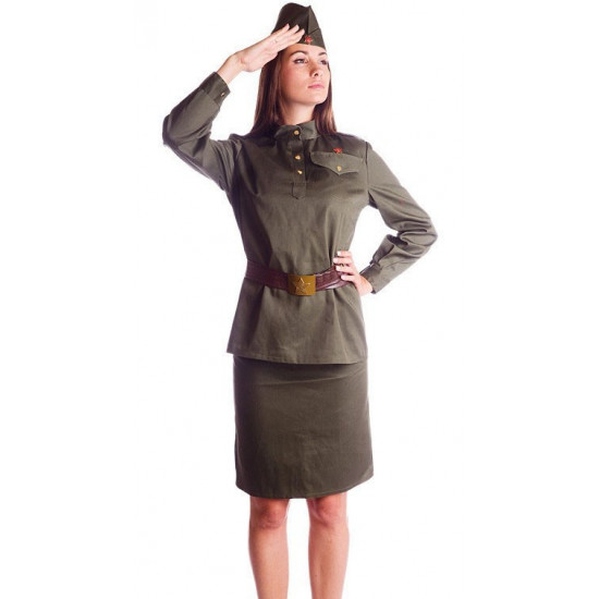 URSS Oficial femenino ruso uniforme kit soviético con un sombrero