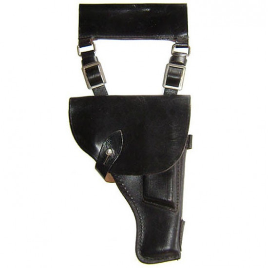 TT old black leather Marines holster with belt connection