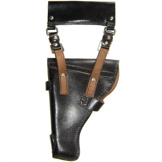 TT old black leather Marines holster with belt connection