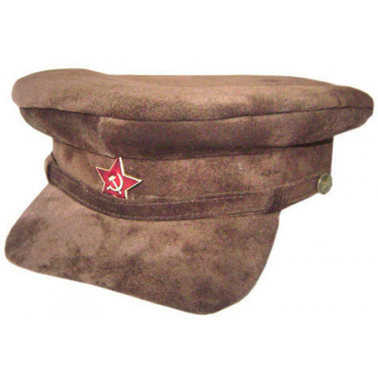 Exclusive natural suede nkvd type visor hat called "komissarka'