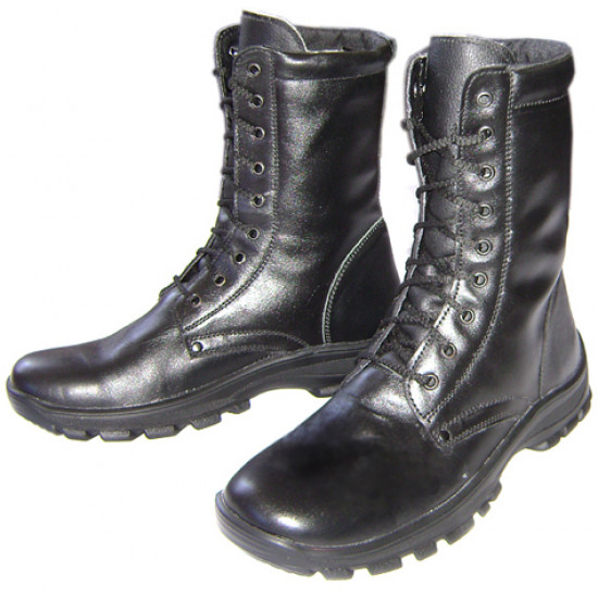 Black leather tactical   airsoft high boots