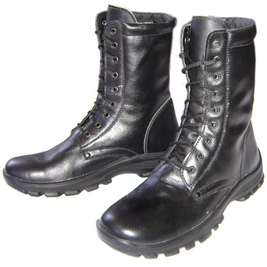 Bottes hautes airsoft tactiques russes en cuir noir