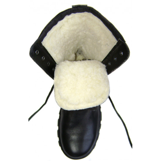 Airsoft military winter leather officer boots with fur