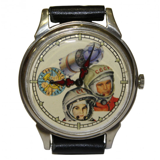 Reloj mecánico soviético raro "MOLNIJA / Molnia" Y. Gagarin y V. Tereshkova ESPACIO