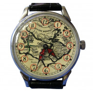 Reloj de pulsera mecánico soviético "MOLNIJA" - Mapa Ancient World Reloj de pulsera mecánico soviético "MOLNIJA" - Mapa Ancient World