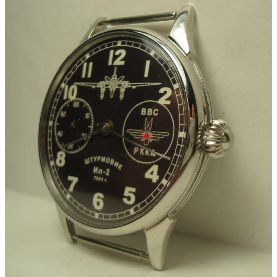 Russian Mechanical wristwatch Molnija transparent Air Force Red Army PKKA