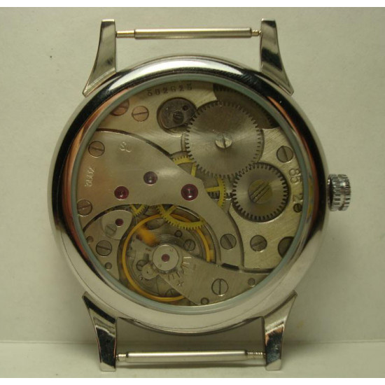 Reloj mecánico ruso "MOLNIJA / Molnya" transparente de la espalda Soviet Navy Aviation