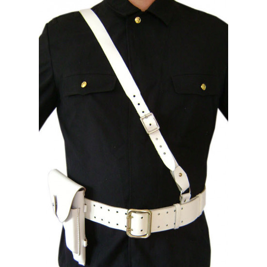 Russe / officier soviétique portupeya blanc avec la ceinture d`épaule + étui de revolver