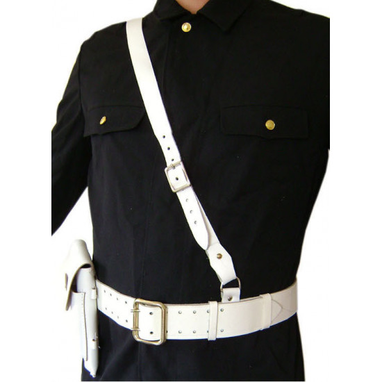 Russe / officier soviétique portupeya blanc avec la ceinture d`épaule + étui de revolver