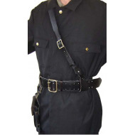 Soviet portupeya officer's leather black belt and holster Soviet portupeya officer's leather black belt and holster