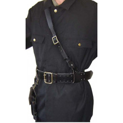 Soviet portupeya officer's leather black belt and holster Soviet portupeya officer's leather black belt and holster