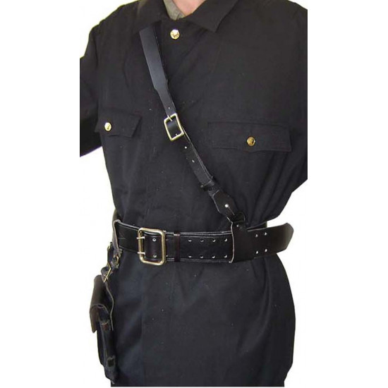 Soviet portupeya officer's leather black belt and holster